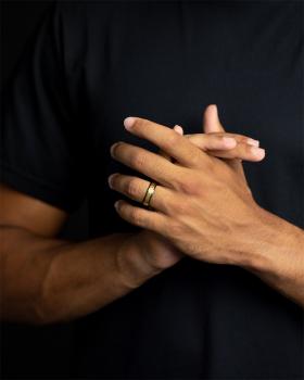 Preview: 6 mm Titanring mit schwarzem und goldenem Finish - Duplus Black Gold